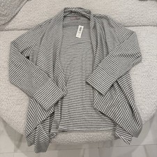 NWT Chico’s Cozy Stripe Gray Sweater Cardigan Chico’s Size 2 US 12/14 Large picture