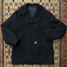 Vintage 1950s 60s Jc Penney Towncraft Double Breasted Wool Navy Coat Sz M  picture