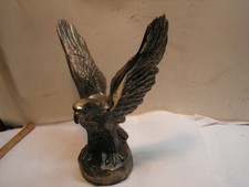 Vintage Antique EAGLE ON ROCK Cast Metal Gold Finish 8 1/2