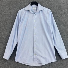 ETON Dress Shirt Mens 15.5 39 Blue Pinstripe Slim Fit Button Up Luxury Cotton picture