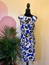 Black Label by Evan Picone Women's Blue Floral Pencil Dress Size 6 picture