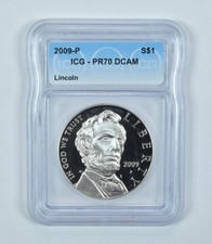 2009-P Abraham Lincoln Commemorative Silver Dollar PR70 DCAM ICG picture