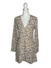 Nasty Gal NWT Cream Floral V-Neck Long Sleeve Dress Sz 6 Western Prairie Boho picture