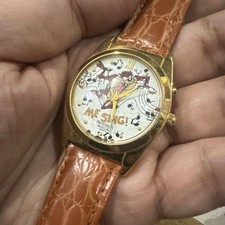 Working VTG 1994 Taz Mens Watch Armitron Musical Works Leather 33mm Fit 7.5 picture