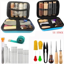Upholstery Repair Sewing Kit Leather Hand Stitching Needles Thread Awl Tools picture
