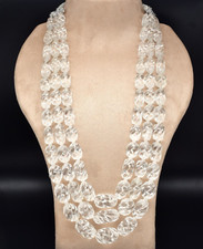 Certified Vintage Natural White Rock Crystal Quartz Necklace 1874 Ct Carved Oval picture