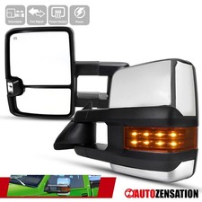 Fit 1999-2002 Silverado GMC Sierra Chrome Power Heat Tow Mirrors Pair LED Signal picture