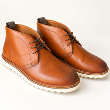 Franco Fortini Men’s Brown Leather Chukka Ankle Boots Lace-Up Round Toe US 8 picture