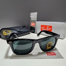 Ray-Ban RB2140 Wayfarer Sunglasses Glossy Black Frame Glass Gray Lens 50 mm New picture