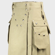 Vintage 2004 Utilikilts Workman Kilt Beige Cotton Twill Unisex Adult Size M 32 picture