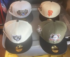 4 California new era 7 1/12 fitted hat bundle  LA dodgers raiders giants ducks picture