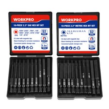WORKPRO 20pcs Hex Head Allen Wrench Drill Bit Set Metric and SAE Hex Bits New picture