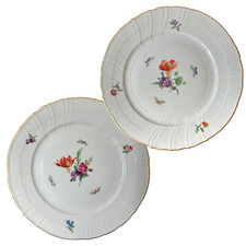 Antique KPM Berlin Neuosier Plates Hand Painted Florals Butterflies c.1890–1915 picture