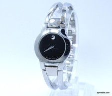 MOVADO AMOROSA  SILVER TONE BLACK DIAL BANGLE SRP $695 picture