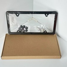 2X Black Stainless Steel License Plate Frame Slim Front & Rear Car Tag Cover picture