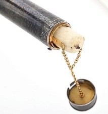 ANTIQUE MALACCA WOOD GADGET CANE REMOVABLE CAP REVEALS PULL-OUT CANDLE  c 1880 picture
