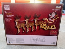 LOCAL PICKUP DALLAS - 9 Ft Giant-Sized LED Santa's Sleigh with Reindeer Holiday picture