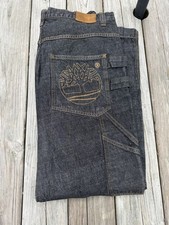 Vintage y2k 2000s timberland baggy denim jeans 38 X 34 Black wash embroidered picture
