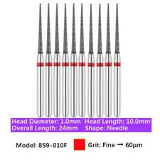 Vakker Dental Needle FG Diamond Bur 859-010F Fine 10/pk picture