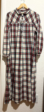 L.L.Bean Women’s Plaid Flannel Nightgown 100% Cotton Button Front L picture