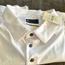 Greg Norman StayDri Men’s XL Big & Tall White Solid Polo Short Sleeve Logo picture