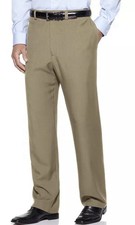 Haggar Men's Taupe Eclo Stria Classic-Fit Flat Front Dress Pants, Size-36Wx32L picture