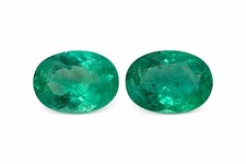 Natural Brazilian Emerald Matched Pair 1.33ct Total – Oval Cut 7x5mm Loose Gems picture