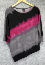 Clara Sun Woo Women L Pink Liquid Knit Dolman Sleeve Asymmetrical Artsy Top picture