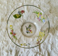 VINTAGE HAND PAINTED GLASS BOWL BY D. PORTHAULT IN ARCOROC, FRANCE picture