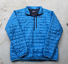 Patagonia Men’s XXLarge Nano Puff Pullover Jacket Aqua Blue Quilted 1/2 Zip puff picture