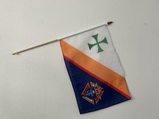 12x18 Inches Knights of Columbus Stick Flag wood Staff- picture