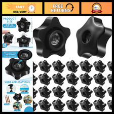 30 Pcs Black Plastic 5-Star Female Threaded Knobs, 3/8