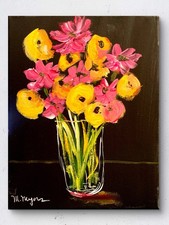Mary Myers Original Abstract Expressionism 8x10 Floral Bouquet Vase Signed picture