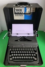 Vintage 1948 Royal Quiet DeLuxe Portable Typewriter With  Instructions & Key. picture