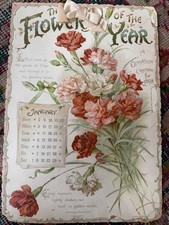 Antique 1898 Tennyson Calendar Flowers of the Year Lithograph Book picture
