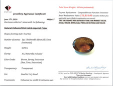 6.89 Ct Imperial Topaz Natural Untreated Certified Loose Gemstone Gold Orange picture
