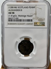 Alexander III (1280-1286) Silver Penny - NGC AU58 - Scotland picture