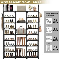 9 Tiers Large Capacity Metal Shoe Rack 50-Pair Shoe Organizer Shoe Storage Tall picture