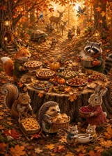 Woodland Animals Thanksgiving Card - Cute Fall Forest  Family Gathering picture
