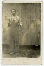 African American Man 1900 Smoking Pipe, Bottle, Outhouse RPPC Black Rural Poor picture