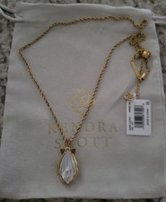 Kendra Scott Alexa Locket Necklace Vintage Gold Ivory Mother Of Pearl NWT $98 picture