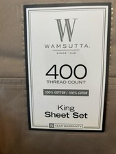Wamsutta King Sheet Set 400 TC 100% Cotton Sateen Canvas Tan NIP Bed Bath Beyond picture