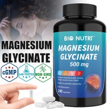Magnesium Glycinate 500mg 240 Capsules For Sleep Stress Relief Support Bone Lot picture