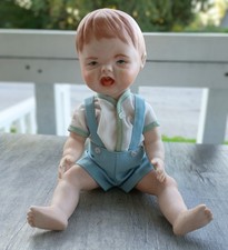 Vintage 1983 H McCoy Signed Porcelain Crying Baby Boy Doll 10in Handmade picture