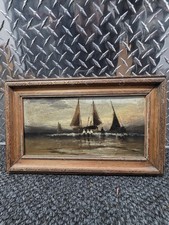 Antique painting:  Walking In the Shore:  Dutch 1878.  Antigue.  unknown artist. picture