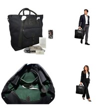 New Ghurka No. 735 Walker Khaki Black Twill & Leather Large Business Travel Tote picture
