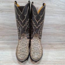 VTG Nocona Diamondback Rattlesnake Western Boot Men 9.5 EEE Black Natural Exotic picture