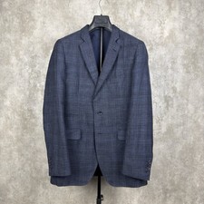 Alexander Sachs Loro Piana Summertime Wool Silk Linen Blazer Blue Plaid Jacket picture