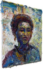 OIL PAINTING█OUTSIDER IMPRESSIONISt ART█SIGNED ABSTRACT█ORIGINAL █PORTRAIT DECO picture