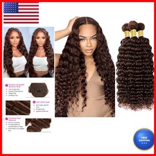 Xddnamei Virgin Human Hair Bundles 22 24 26 Inch Chocolate Brown Deep Wave 11A picture